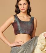 SALWAR STUDIO Women's Brown Woven Design Saree Blouse