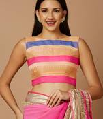 SALWAR STUDIO Women's Gold Woven Design Saree Blouse