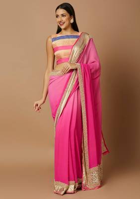 SALWAR STUDIO Women's Gold Woven Design Saree Blouse 6
