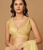 SALWAR STUDIO Women's Yellow Solid Saree Blouse