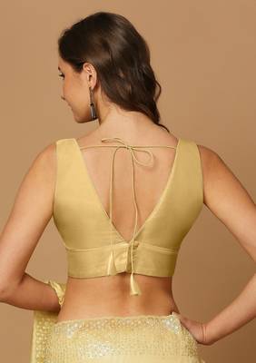 SALWAR STUDIO Women's Yellow Solid Saree Blouse 4