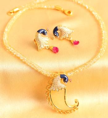 Beautiful Unique 1 Gram Goldplated Cz Ruby Necklace Set 1