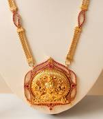 Beautiful Goldplated Ruby Designer Lakshmi Necklace Set