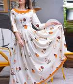 White printed crepe stitched kurtis