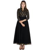 Black printed cotton long kurtis