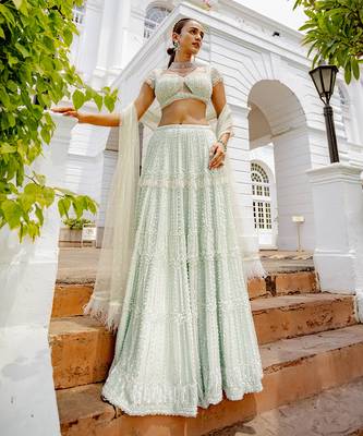 Chanel Aqua green lehenga set 1