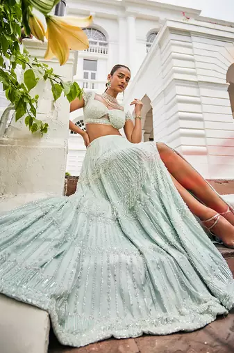 Chanel Aqua green lehenga set