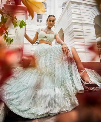 Chanel Aqua green lehenga set 3