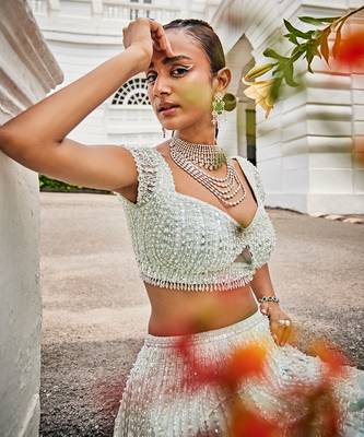 Chanel Aqua green lehenga set 4