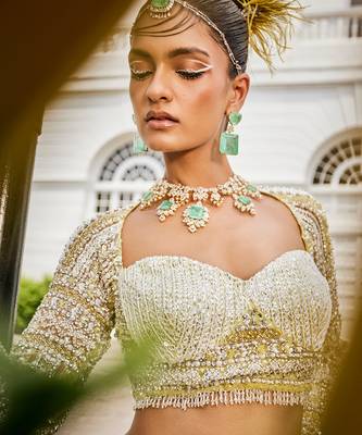 Florentine Yellow Mermaid Style Lehenga Set 2
