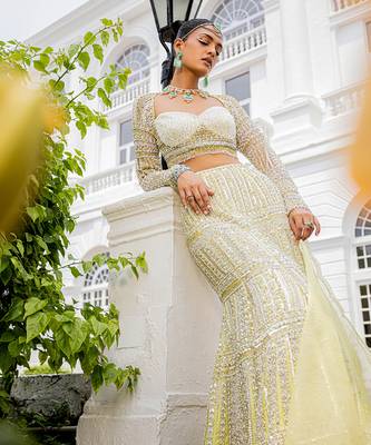 Florentine Yellow Mermaid Style Lehenga Set 3