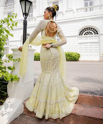 Florentine Yellow Mermaid Style Lehenga Set 4