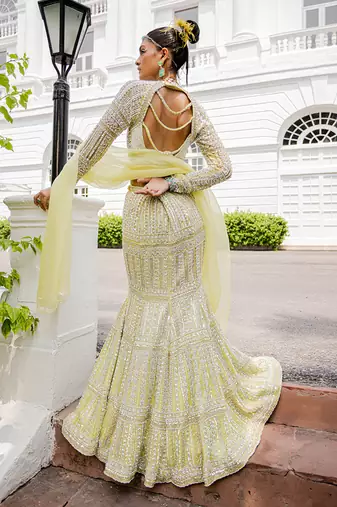 Florentine Yellow Mermaid Style Lehenga Set