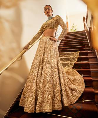 Sara Glamour Gold Lehenga Set 1