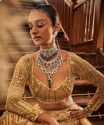 Sara Glamour Gold Lehenga Set 4