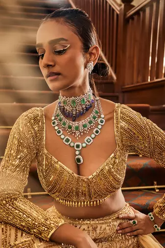 Sara Glamour Gold Lehenga Set