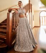 Ava Silver Sparkle Grey Lehenga Set