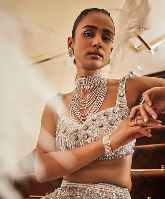 Ava Silver Sparkle Grey Lehenga Set 3