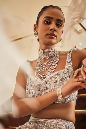 Ava Silver Sparkle Grey Lehenga Set