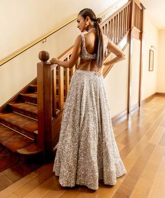 Ava Silver Sparkle Grey Lehenga Set 4