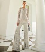 Aline snowbelt grey kurta, jacket & sharara set