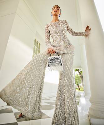 Aline snowbelt grey kurta, jacket & sharara set 3