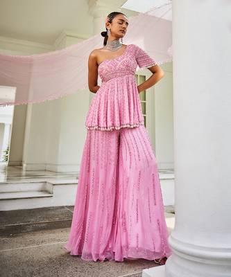Laverne sugar plum pink pearl sharara set 1