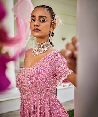 Laverne sugar plum pink pearl sharara set 2