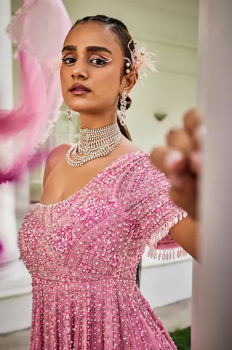 Laverne sugar plum pink pearl sharara set