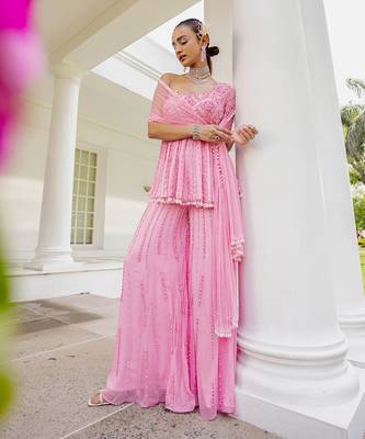 Laverne sugar plum pink pearl sharara set 3