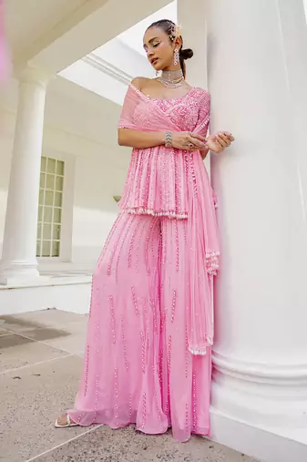 Laverne sugar plum pink pearl sharara set