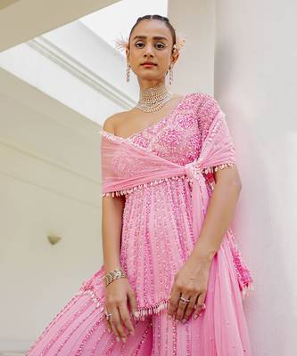 Laverne sugar plum pink pearl sharara set 4