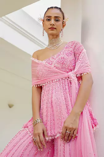 Laverne sugar plum pink pearl sharara set