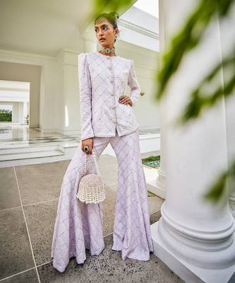 Eléonore lavender embroidered jacket with palazzo 1