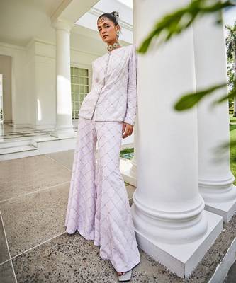 Eléonore lavender embroidered jacket with palazzo 2