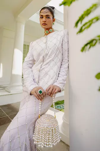 Eléonore lavender embroidered jacket with palazzo