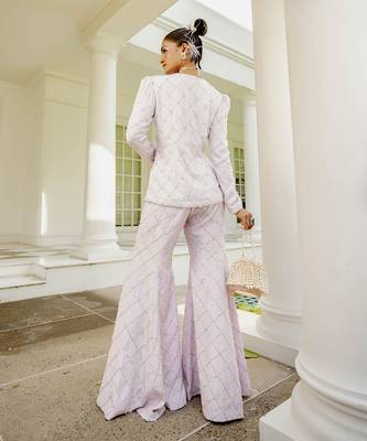 Eléonore lavender embroidered jacket with palazzo 4