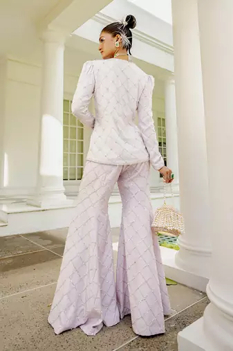 Eléonore lavender embroidered jacket with palazzo