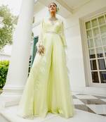 Sylvie butterfly green feather jacket jumpsuit