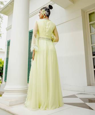 Sylvie butterfly green feather jacket jumpsuit 4