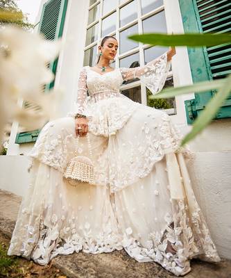 Marlène ivory peplum & layered sharara set 2
