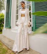 Blanche lily white feather pant set