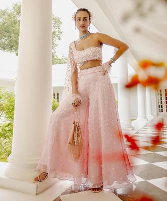 Anne one shoulder drape blouse & sharara set 1