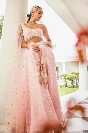 Anne one shoulder drape blouse & sharara set