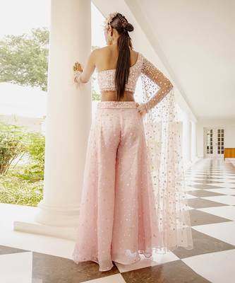 Anne one shoulder drape blouse & sharara set 4