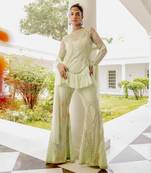 Célestine lime cream sharara set
