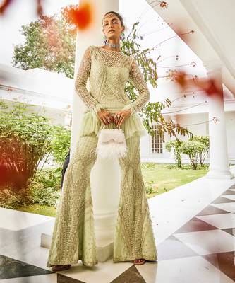 Célestine lime cream sharara set 2