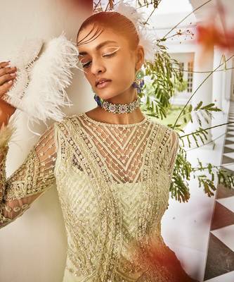 Célestine lime cream sharara set 3