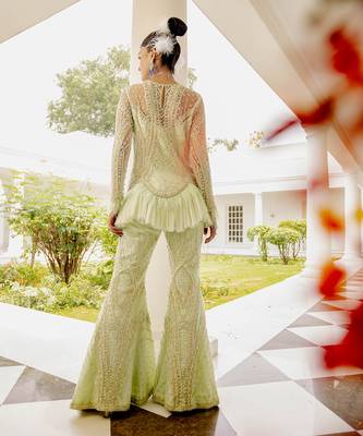 Célestine lime cream sharara set 4