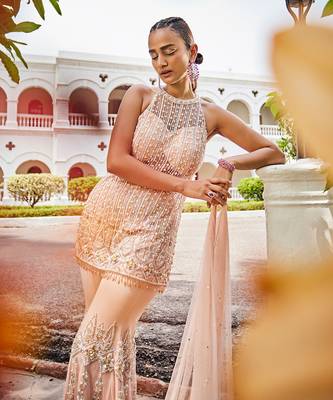 Oriane peach kurti & sharara set 3